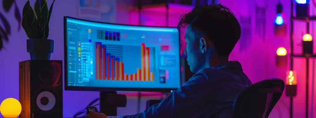 a person analyzing colorful graphs and charts on a computer screen to unlock seo success with analytics data insights.