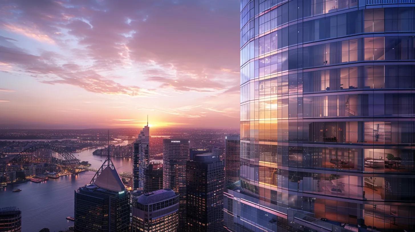 a richly detailed urban skyline at sunset, highlighting a sophisticated investment property with tax-related symbols subtly integrated into the building’s architecture, reflecting the intricate relationship between real estate and financial management. a richly detailed urban skyline at sunset, highlighting a sophisticated investment property with tax-related symbols subtly integrated into the building’s architecture, reflecting the intricate relationship between real estate and financial management.