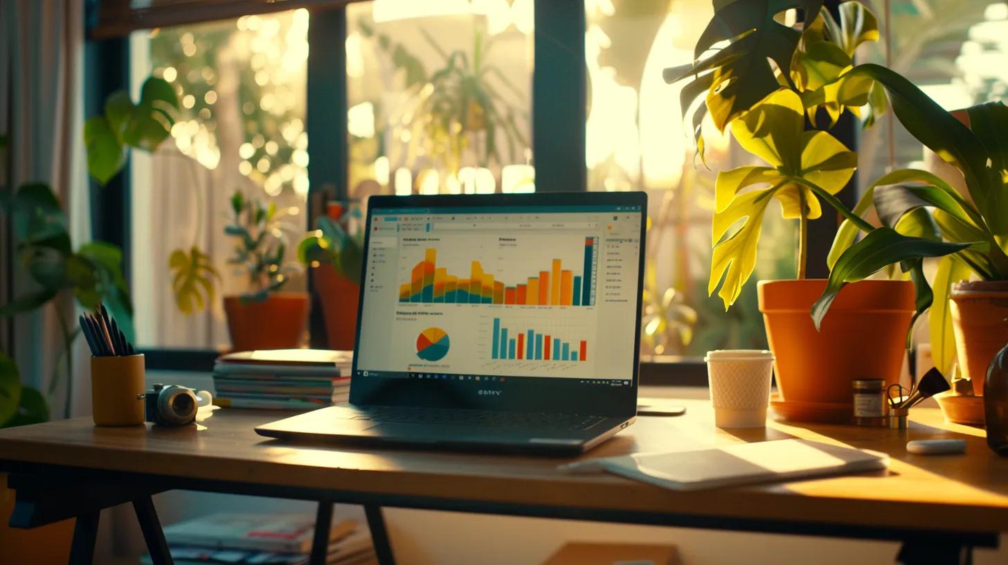 an engaging workspace bathed in natural light, featuring a sleek laptop displaying an seo dashboard, surrounded by vibrant charts and keyword research tools that symbolize the path to effectively connecting with real estate clients. an engaging workspace bathed in natural light, featuring a sleek laptop displaying an seo dashboard, surrounded by vibrant charts and keyword research tools that symbolize the path to effectively connecting with real estate clients.