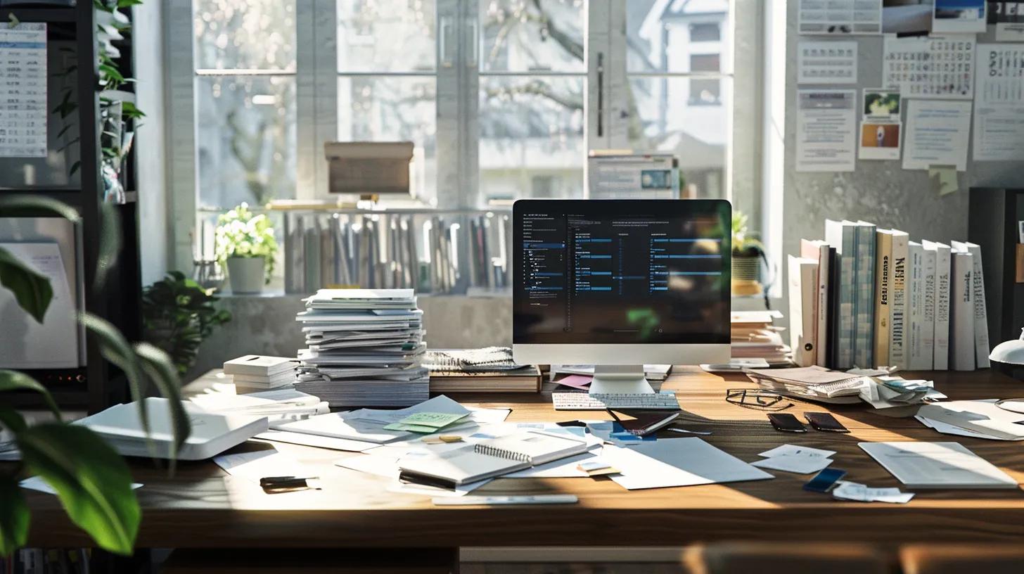 an organized workspace showcases a neatly arranged collection of financial documents, receipts, and digital tools illuminated by soft, natural light, emphasizing the importance of meticulous record-keeping for optimal tax management. an organized workspace showcases a neatly arranged collection of financial documents, receipts, and digital tools illuminated by soft, natural light, emphasizing the importance of meticulous record-keeping for optimal tax management.