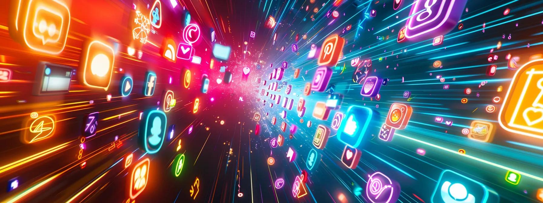 a dynamic digital landscape showcasing vibrant social media icons surrounded by radiant bursts of engagement metrics, symbolizing the powerful interplay between user interaction and seo performance under a bright, illuminating glow.