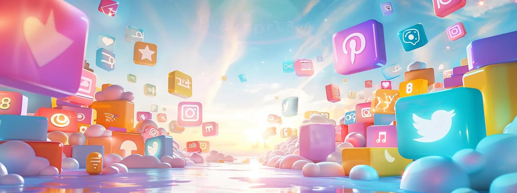 a vibrant digital landscape showcasing interconnected social media icons, symbols of seo, and content marketing elements seamlessly merging into a unified branding strategy under a bright, harmonious sky, symbolizing effective communication and brand recognition.