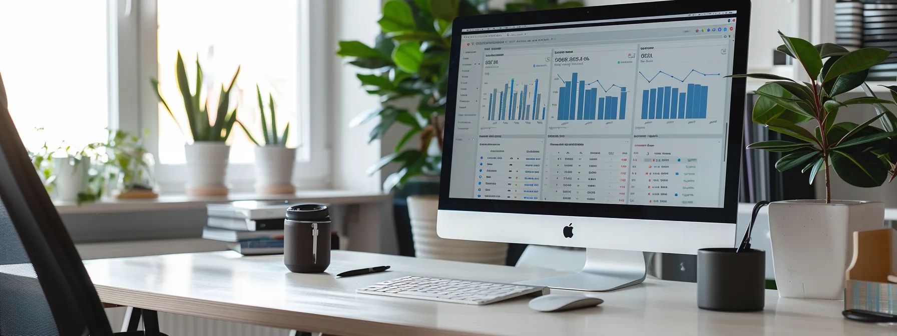 a sleek, modern office setting showcases a computer screen displaying the google tag manager interface, with vibrant analytics graphs and conversion tags, emphasizing the efficiency of lead tracking for realtors.