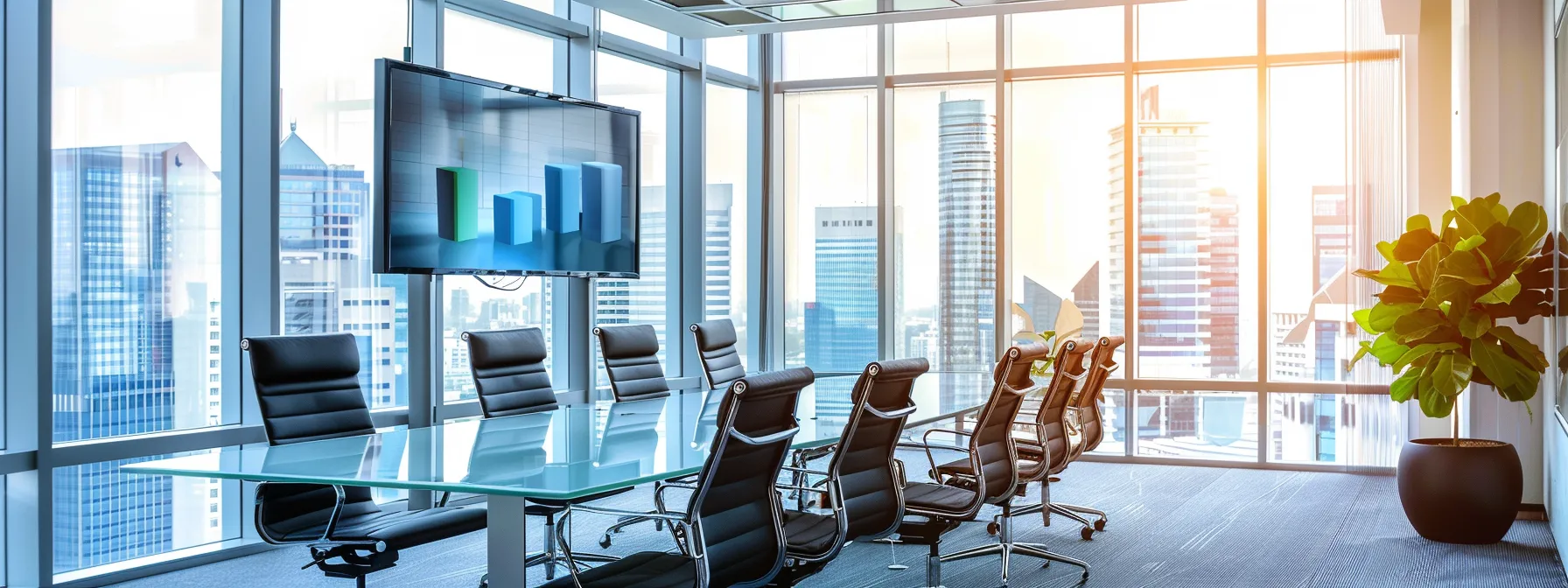 a modern real estate office filled with sleek technology and vibrant displays showcasing a user-friendly crm interface, emphasizing organization and efficiency as agents collaborate on strategic marketing plans amidst contemporary furnishings and dynamic lighting.
