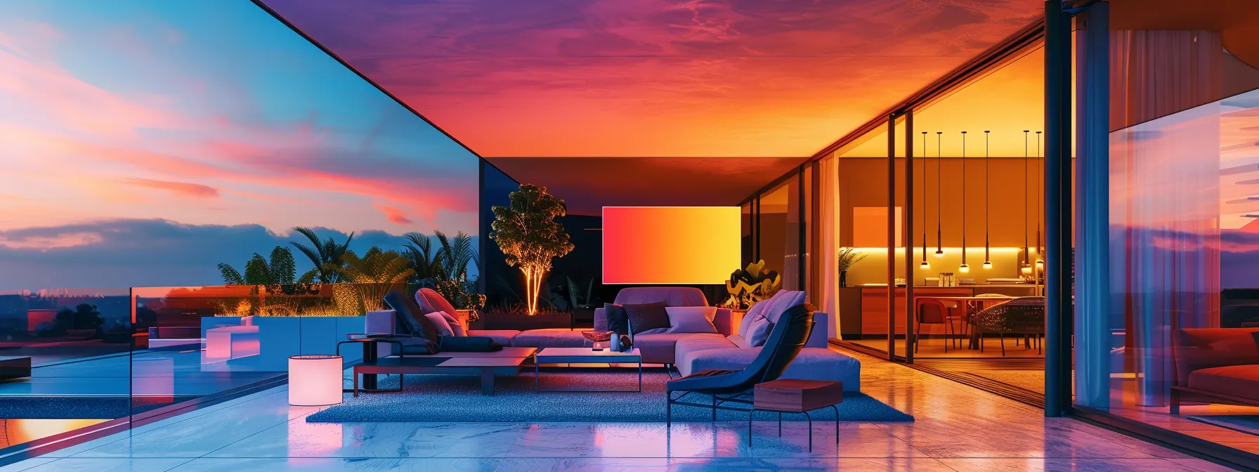 a sleek and modern real estate website interface prominently showcases a vibrant color scheme, effectively highlighting key property details and ensuring easy navigation, all set against a dynamic, tech-inspired background.