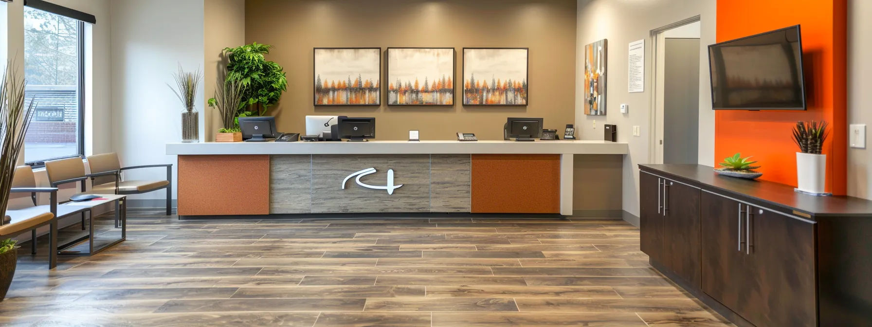 a sleek, modern office environment showcases a minimalist design desk with a refined realtor logo prominently displayed on a digital screen, emphasizing clarity and professionalism as industry standards come to life.