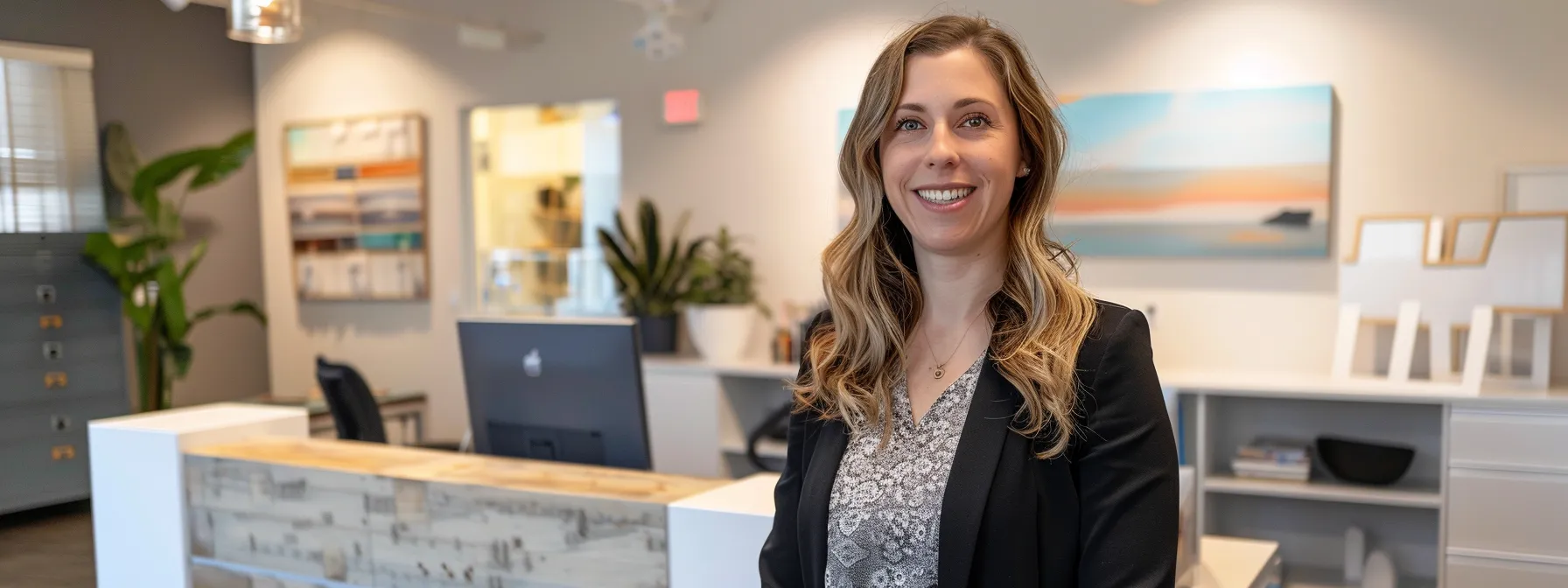 a sleek, modern office space features a large digital display showcasing glowing google reviews and client testimonials, with a confident realtor emphasizing trust and community engagement during a virtual presentation.