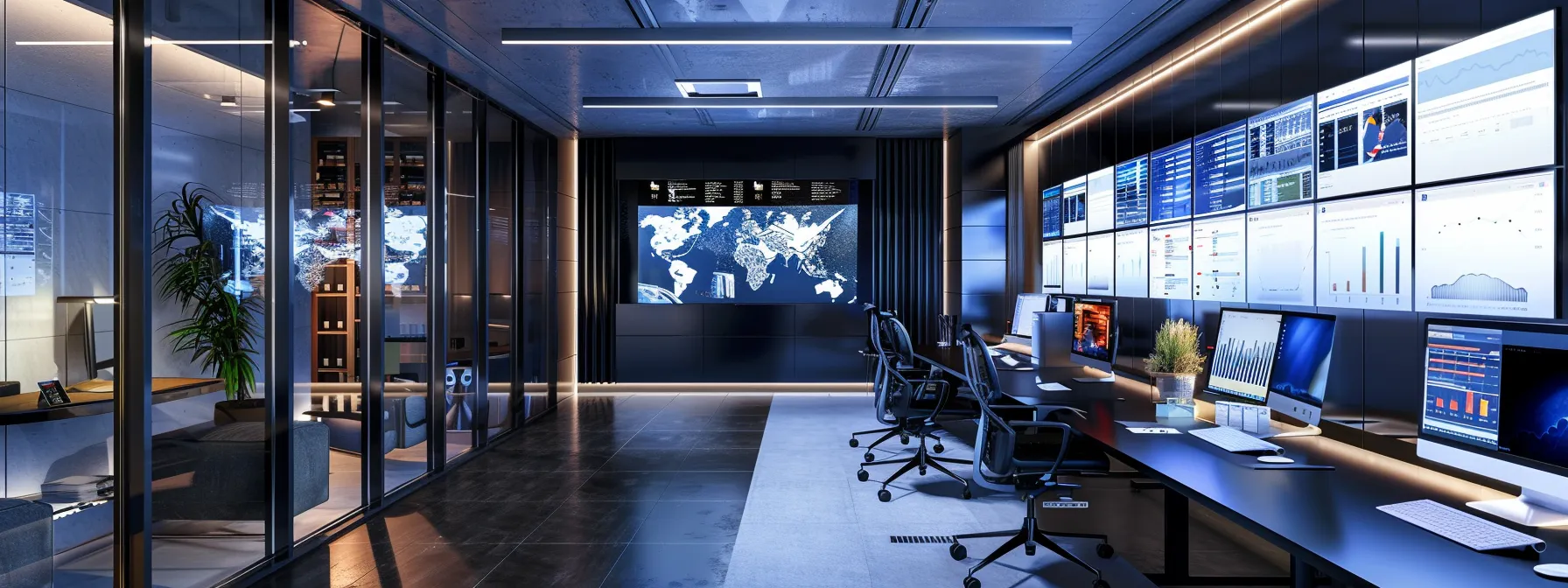 a sleek modern office with a focused professional analyzing data on multiple screens, surrounded by visual representations of appointment automation metrics and client feedback, capturing the essence of overcoming technical challenges in business.
