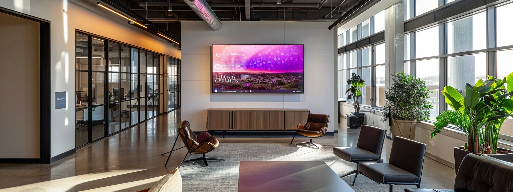 a sleek, modern office workspace showcases marci metzger's website on a large, vibrant monitor, highlighting strategically placed contact forms and eye-catching call-to-action buttons that invite engagement and trust.